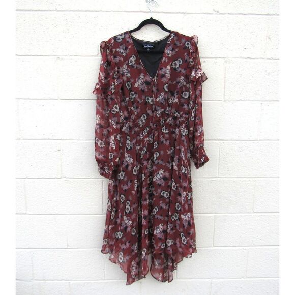 Sam Edelman Rust Fanciful Flower Midi Sleeve Maxi Dress - Picture 2 of 11